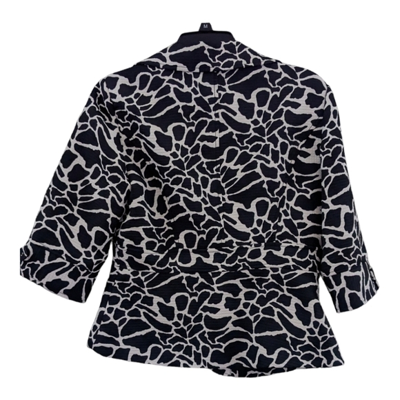 Spence Black and White lined leopard print 3/4 sleeve jacket, size Medium - Picture 3 of 4